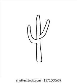 Hand drawn cactus isolated on a white background. Vector illustration in cartoon style.