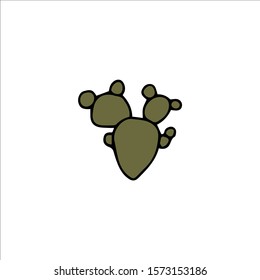Hand drawn cactus isolated on a white background. Vector illustration in cartoon style.