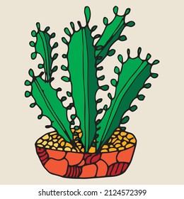 
Hand drawn  cactus outline icon in doodle style. Vector liner illustration for print, web, mobile and infographics isolated on white background.  