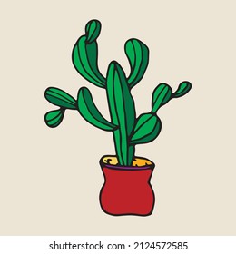 
Hand drawn  cactus outline icon in doodle style. Vector liner illustration for print, web, mobile and infographics isolated on white background.  