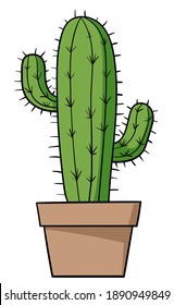 Cactus dibujados a mano en una olla 