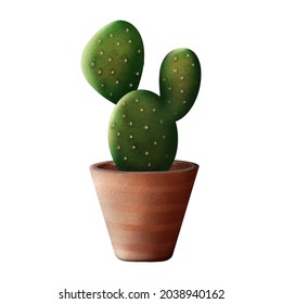 cactus dibujados a mano en la ilustración de fondo de la plantilla de la olla 