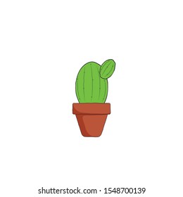 hand drawn cactus with pot vector illustration