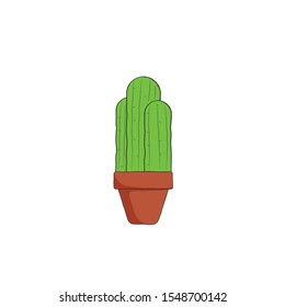 hand drawn cactus with pot vector illustration
