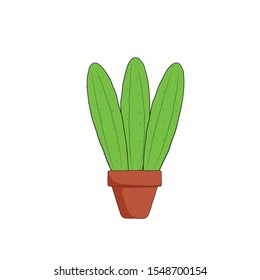 hand drawn cactus with pot vector illustration