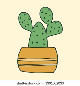 hand drawn cactus in pots illustration vector