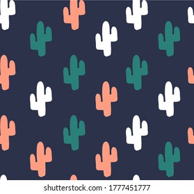 hand drawn cactus seamless pattern