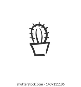 Hand drawn cactus. Simple vector icon