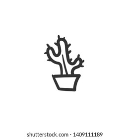 Hand drawn cactus. Simple vector icon