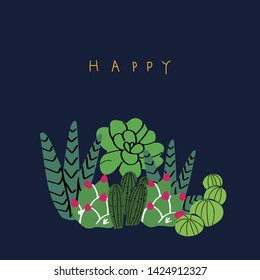 hand drawn cactus and succulents floral  poster printable