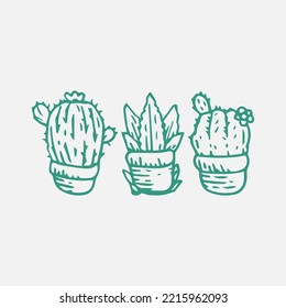 Hand Drawn Cactus Vector Art art designs