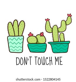 Hand drawn cactus vector illustration.