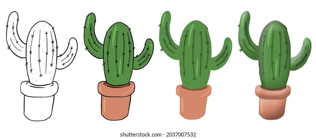 Hand drawn cactus vector illustration isolated in a white background