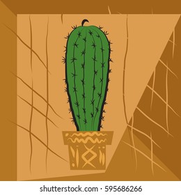 Hand drawn cactus. Vector Illustration.