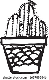 Hand drawn cactus without background.