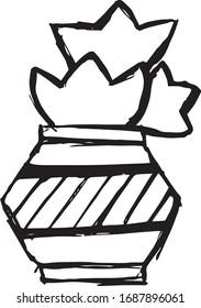 Hand drawn cactus without background. 