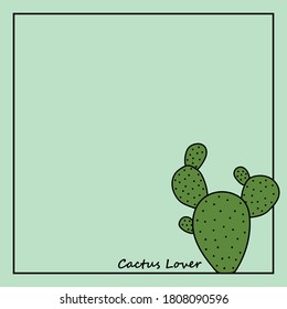 Hand Drawn Cactus With The Words Cactus Lover. Plash By Art Hand Drawn For Text.