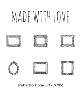 Hand Drawn Cadre Sketches Set. Collection Of Gallery, Image, Cadre And Other Sketch Elements.