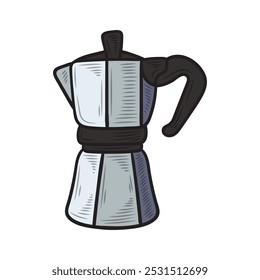 Hand Drawn Cafe And Coffee Illustration Colored - Coffee Pot