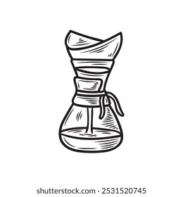 Hand Drawn Cafe And Coffee Illustration Colorless - Pour Over Coffee