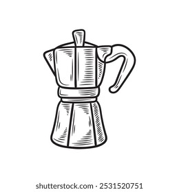 Hand Drawn Cafe And Coffee Illustration Colorless - Coffee Pot