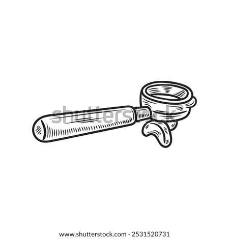 Hand Drawn Cafe And Coffee Illustration Colorless - Porta Filter Coffee