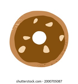 Hand drawn cafe food element almond donut bread bakery and pastry vector illustration