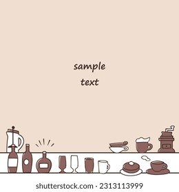 hand drawn cafe items frame
