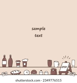hand drawn cafe items frame