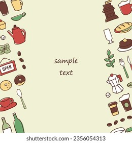 hand drawn cafe items frame
