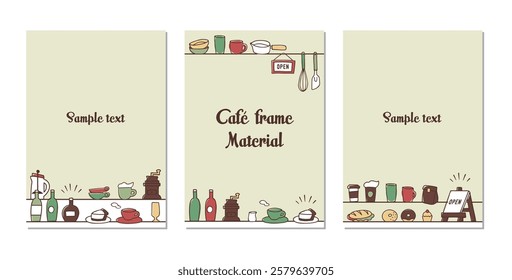 hand drawn cafe items frame set