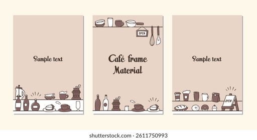 hand drawn cafe items frame set