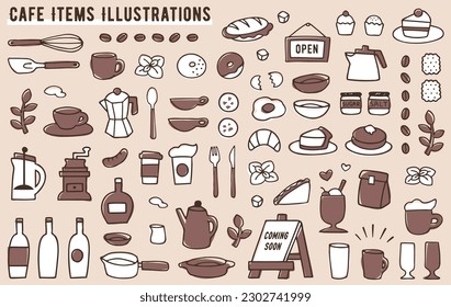 ilustración de elementos de café dibujados a mano