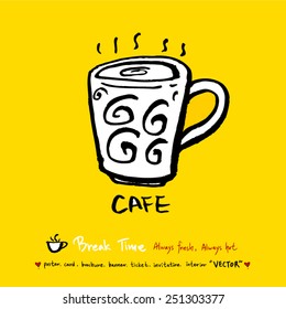 Hand drawn cafe poster illustration - vector