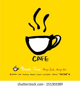 Hand drawn cafe poster illustration - vector