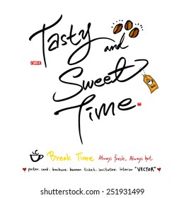 Hand drawn cafe poster illustration & calligraphy - vector