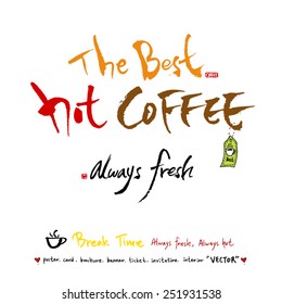 Hand drawn cafe poster illustration & calligraphy - vector
