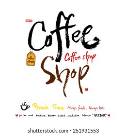 Hand drawn cafe poster illustration & calligraphy - vector