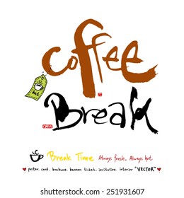Hand drawn cafe poster illustration & calligraphy - vector