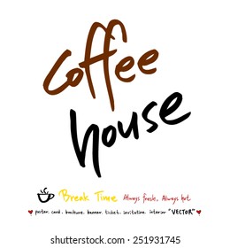 Hand drawn cafe poster illustration & calligraphy - vector