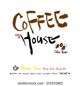 Hand drawn cafe poster illustration & calligraphy - vector