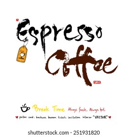 Hand drawn cafe poster illustration & calligraphy - vector