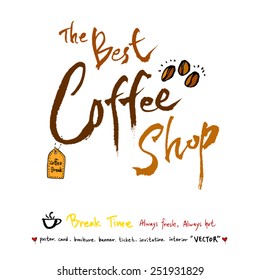 Hand drawn cafe poster illustration & calligraphy - vector