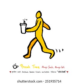 Hand drawn cafe poster illustration - vector