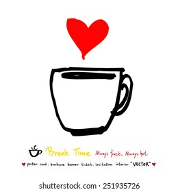 Hand drawn cafe poster illustration - vector