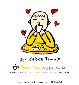 Hand drawn cafe poster illustration - vector