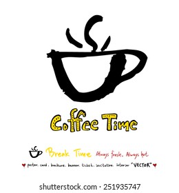 Hand drawn cafe poster illustration - vector