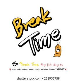 Hand drawn cafe poster illustration & calligraphy - vector
