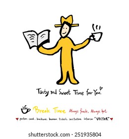 Hand drawn cafe poster illustration - vector