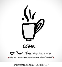 Hand drawn cafe poster illustration - vector